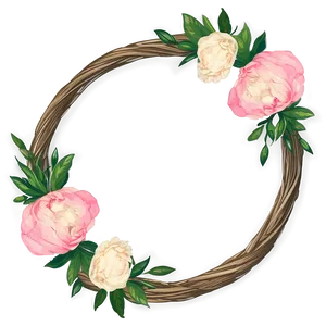 Peony And Greenery Wreath PNG Muj61