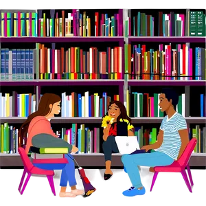 People Sitting In Library Png 05252024 PNG image