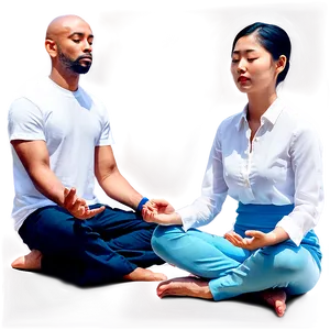 People Sitting In Meditation Pose Png Htf PNG image