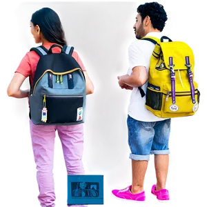 People Standing With Backpacks PNG Wyl