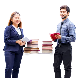 People Standing With Books PNG Cub