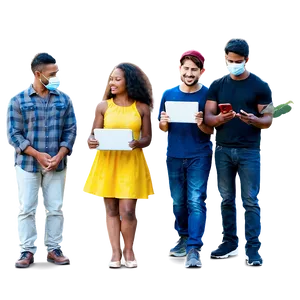 People Standing With Technology PNG Pip PNG