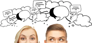 People Thought Bubbles Communication Concept PNG image
