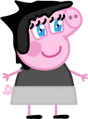 Peppa_ Pig_ Character_with_ Black_ Hair PNG