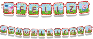 Peppa Pig Happy Birthday Banner Spanish PNG
