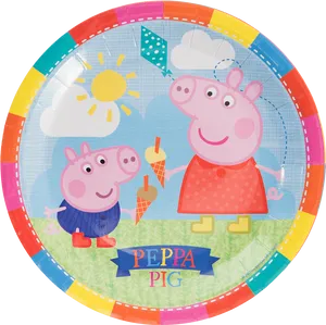 Peppa Pig Sunny Day Party Plate PNG image