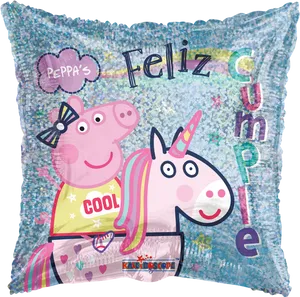 Peppa Pig Unicorn Birthday Balloon PNG