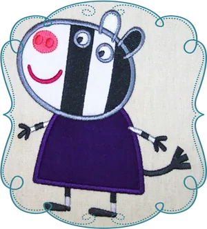 Peppa Pig Zoe Zebra Embroidered Design PNG