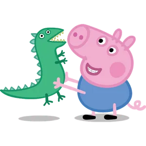 Peppa Pigand Georgewith Dinosaur Toy