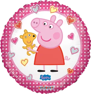 Peppa Pigand Teddy Balloon Design PNG image