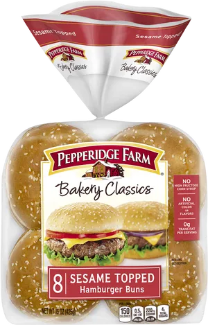 Pepperidge Farm Sesame Topped Hamburger Buns Package PNG image