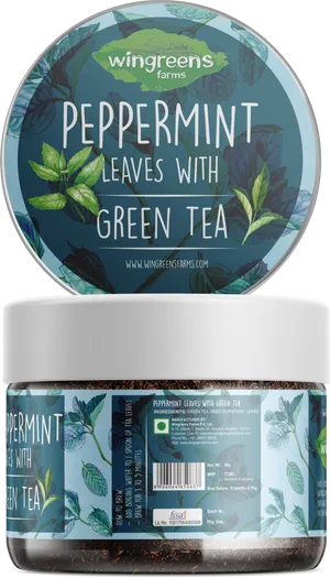 Peppermint Green Tea Product Packaging PNG image