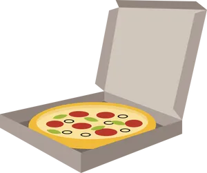 Pepperoni Pizzain Open Box PNG image