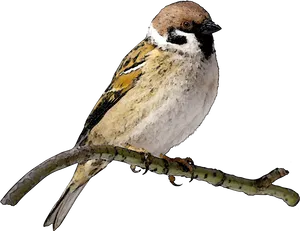 Perched Sparrow Illustration.png PNG image