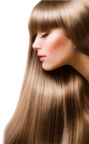 Perfect Straight Hairwith Bangs PNG image