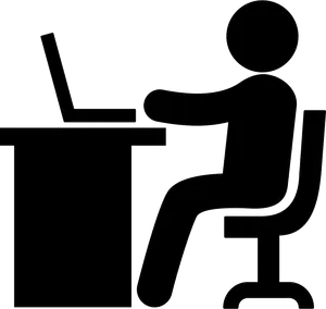 Person At Computer Outline PNG image