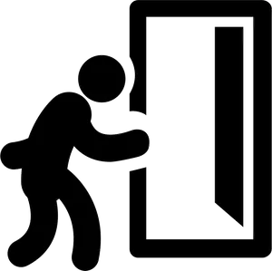 Person Exiting Through Door Silhouette PNG