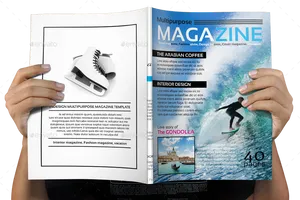 Person Holding Magazine Mockup PNG image