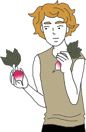 Person Holding Radish Illustration PNG