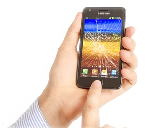 Person Holding Samsung Smartphone PNG image