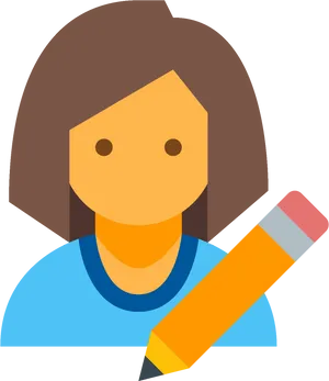 Person Icon Holding Pencil PNG image