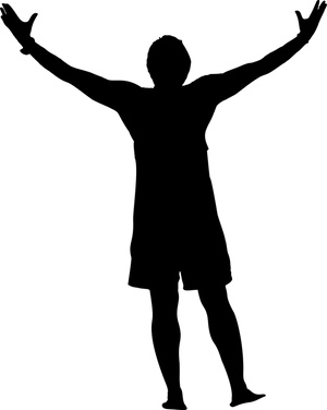 Person Silhouette Arms Raised Victory Pose PNG