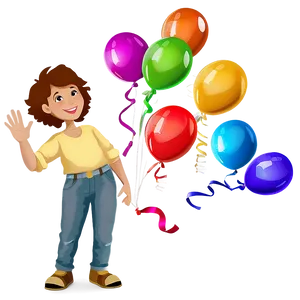 Person Waving With Balloons Png 06292024 PNG image