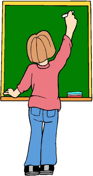 Person Writingon Green Blackboard PNG
