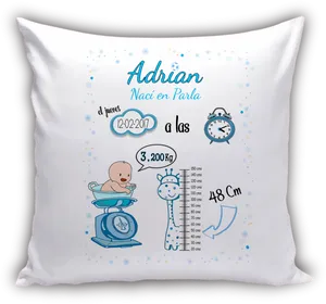 Personalized Baby Birth Information Pillow PNG image