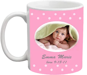 Personalized Baby Photo Mug Pink PNG image