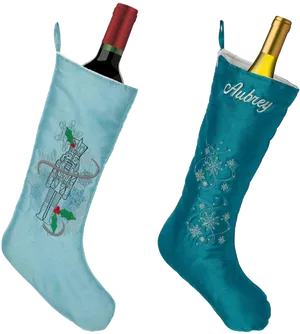 Personalized Christmas Stocking Wine Bottle Holders PNG
