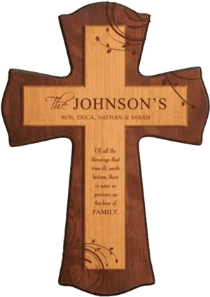 Personalized Family Name Wooden Cross PNG