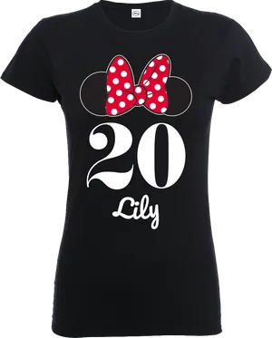 Personalized Minnie Bow Birthday Shirt Design PNG image