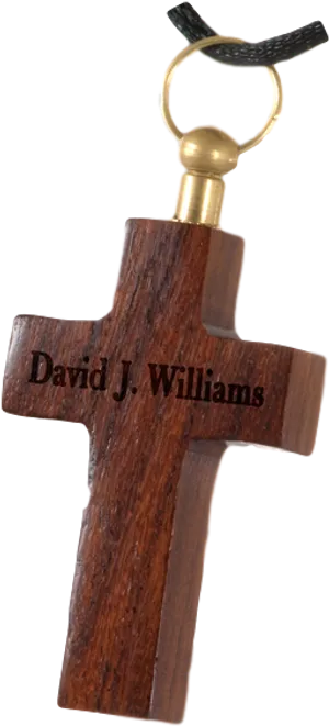 Personalized Wooden Cross Keychain PNG