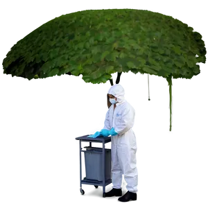 Personin Protective Suit Under Green Canopy PNG image