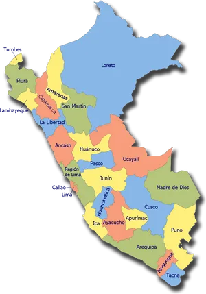 Peru Administrative Divisions Map PNG image