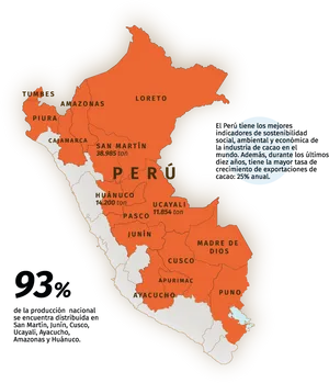 Peru Cacao Production Map PNG image
