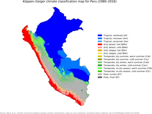Peru Koppen Geiger Climate Classification Map PNG image