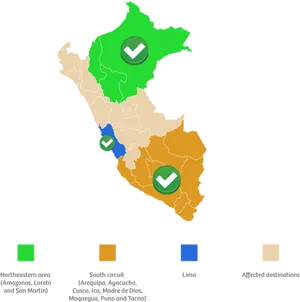 Peru Map Checkmarks Regions Status PNG image