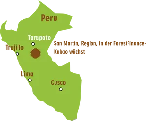 Peru Map Citiesand Cocoa Region PNG image