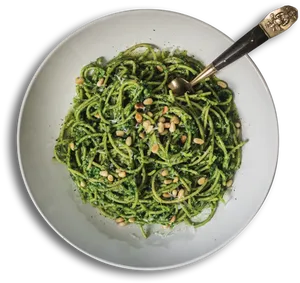 Pesto Spaghettiwith Pine Nuts PNG image