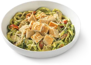 Pesto Zucchini Noodleswith Tofu