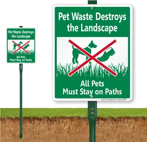 Pet Waste Landscape Protection Signs PNG image