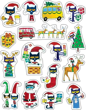 Pete The Cat Christmas Stickers PNG image