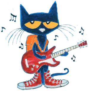 Pete The Cat Guitar Jamming PNG image