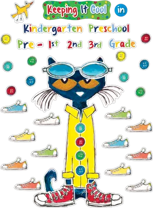 Pete The Cat Keeping It Cool Educational Poster PNG image