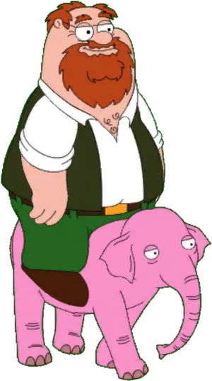 Peter Griffin Riding Pink Elephant PNG image