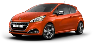 Peugeot208 G Ti Orange Side View PNG image