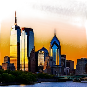 Philadelphia Skyline During Golden Hour PNG 06252024 PNG