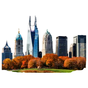 Philadelphia Skyline In Autumn PNG Yxi79